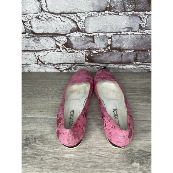 Osvaldo Pericoli Pink Leather Spots VTG Designer Ballet Flats Women 7M US/37.5EU - Picture 5 of 16